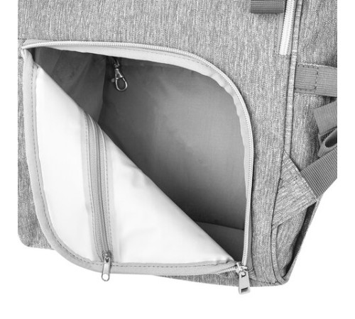 Рюкзак для мамы BRAUBERG MOMMY с ковриком, крепления на коляску, термокарманы, серый, 40x26x17 см, 270819