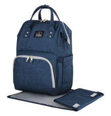 Рюкзак для мамы BRAUBERG MOMMY с ковриком, крепления на коляску, термокарманы, синий, 40x26x17 см, 270820