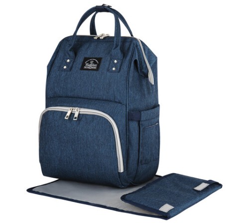 Рюкзак для мамы BRAUBERG MOMMY с ковриком, крепления на коляску, термокарманы, синий, 40x26x17 см, 270820