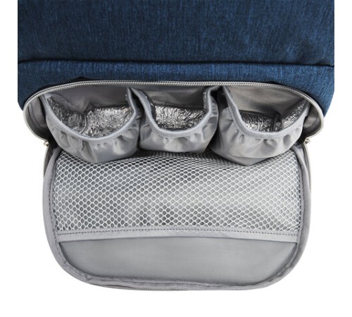 Рюкзак для мамы BRAUBERG MOMMY с ковриком, крепления на коляску, термокарманы, синий, 40x26x17 см, 270820