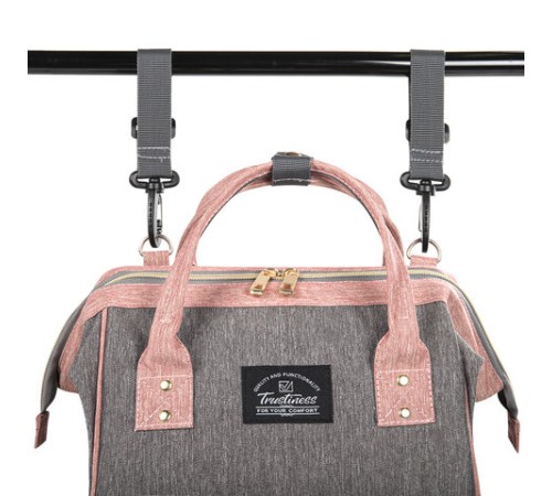 Рюкзак для мамы BRAUBERG MOMMY с ковриком, крепления на коляску, термокарманы, серый/розовый, 40x26x17 см, 270821