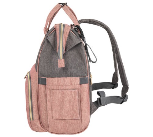 Рюкзак для мамы BRAUBERG MOMMY с ковриком, крепления на коляску, термокарманы, серый/розовый, 40x26x17 см, 270821