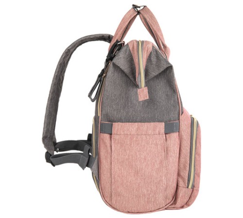 Рюкзак для мамы BRAUBERG MOMMY с ковриком, крепления на коляску, термокарманы, серый/розовый, 40x26x17 см, 270821