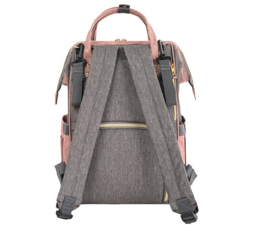 Рюкзак для мамы BRAUBERG MOMMY с ковриком, крепления на коляску, термокарманы, серый/розовый, 40x26x17 см, 270821