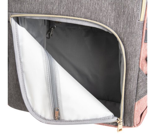 Рюкзак для мамы BRAUBERG MOMMY с ковриком, крепления на коляску, термокарманы, серый/розовый, 40x26x17 см, 270821