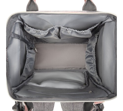 Рюкзак для мамы BRAUBERG MOMMY с ковриком, крепления на коляску, термокарманы, серый/розовый, 40x26x17 см, 270821