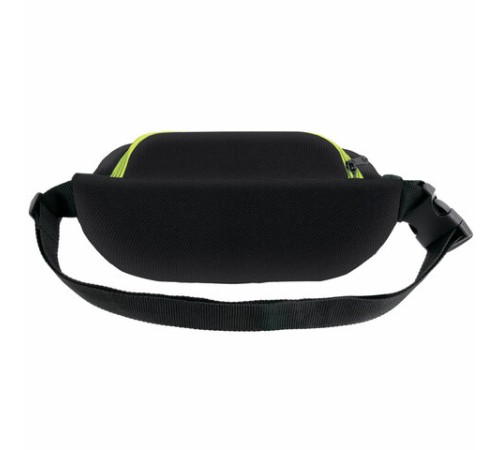 Сумка на пояс BRAUBERG RIO, карман, регулируемый ремень, черная, салатовые детали, 30х12x10 см, 270823