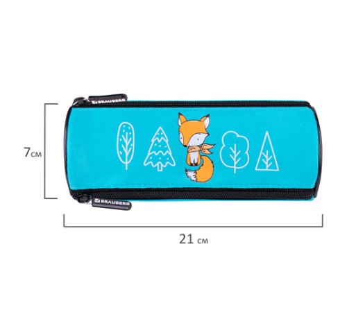 Пенал BRAUBERG, 3 отделения, нейлон, 21х7х7 см, 