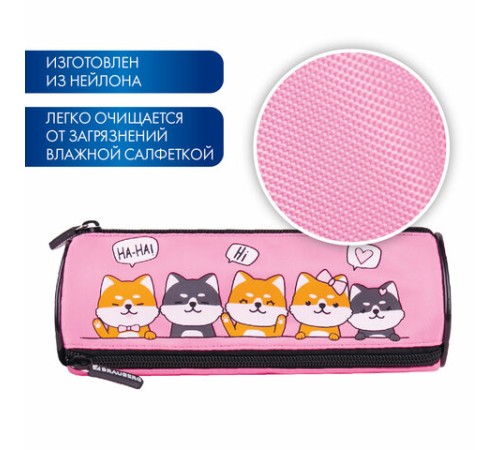 Пенал мягкий BRAUBERG, 3 отделения, нейлон, 21х7х7 см, 