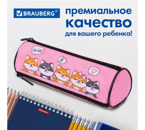 Пенал мягкий BRAUBERG, 3 отделения, нейлон, 21х7х7 см, 