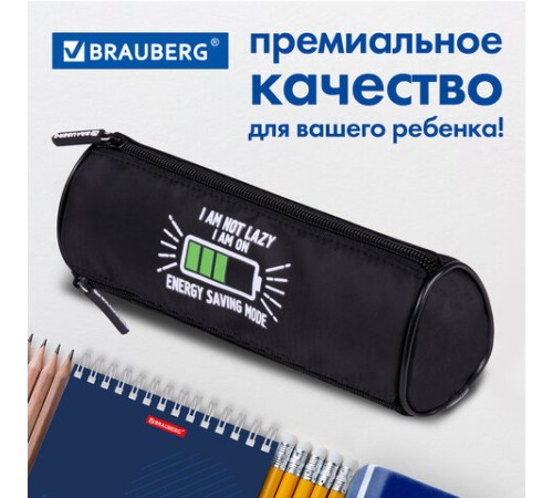 Пенал мягкий BRAUBERG, 3 отделения, нейлон, 21х7х7 см, 