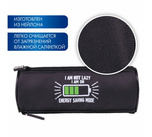 Пенал мягкий BRAUBERG, 3 отделения, нейлон, 21х7х7 см, 