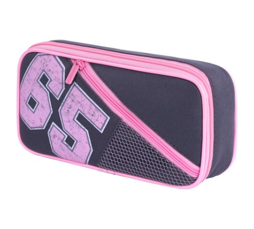 Пенал-косметичка BRAUBERG, 1 отделение, 2 кармана, органайзер, полиэстер, 21x10x5 см, серо-розовый, 270846