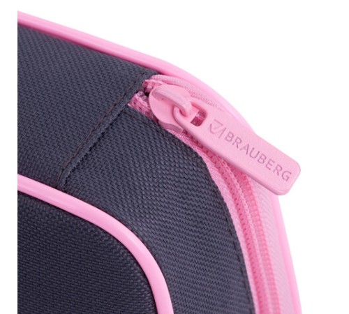 Пенал-косметичка BRAUBERG, 1 отделение, 2 кармана, органайзер, полиэстер, 21x10x5 см, серо-розовый, 270846