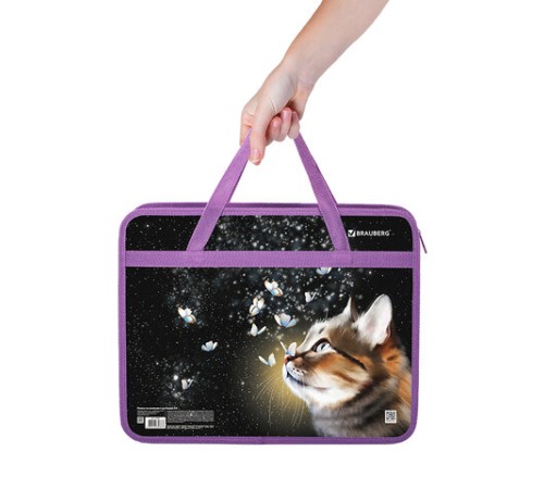 Папка на молнии с ручками BRAUBERG А4, 1 отделение, пластик, 80 мм, 