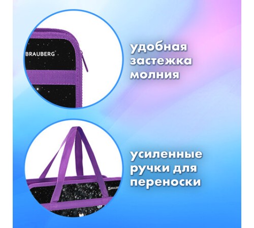Папка на молнии с ручками BRAUBERG А4, 1 отделение, пластик, 80 мм, 