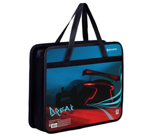 Папка на молнии с ручками BRAUBERG А4, 1 отделение, пластик, 80 мм, 