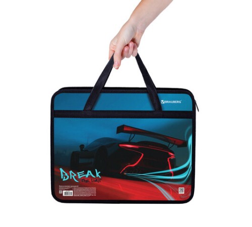 Папка на молнии с ручками BRAUBERG А4, 1 отделение, пластик, 80 мм, 