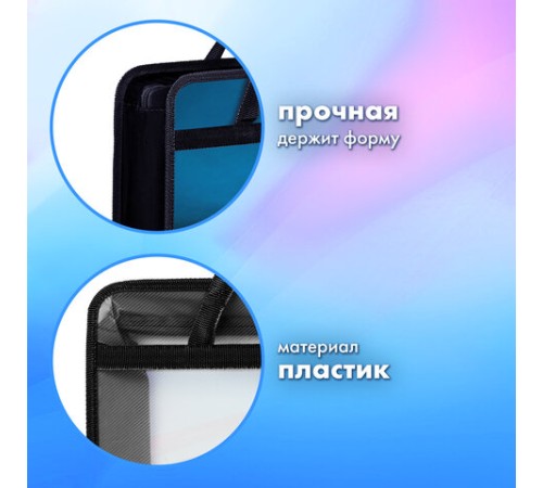 Папка на молнии с ручками BRAUBERG А4, 1 отделение, пластик, 80 мм, 