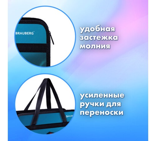 Папка на молнии с ручками BRAUBERG А4, 1 отделение, пластик, 80 мм, 