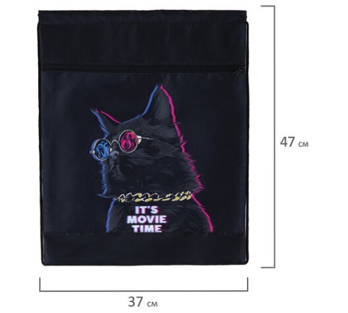 Мешок для обуви BRAUBERG, с петлёй, карман на молнии, 47х37 см, 