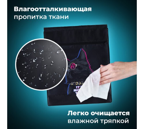 Мешок для обуви BRAUBERG, с петлёй, карман на молнии, 47х37 см, 