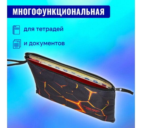 Папка для тетрадей BRAUBERG А4, 1 отделение, полиэстер, на молнии, с ручкой, 