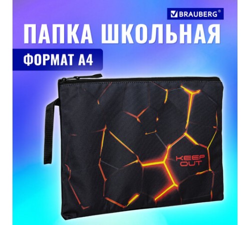 Папка для тетрадей BRAUBERG А4, 1 отделение, полиэстер, на молнии, с ручкой, 