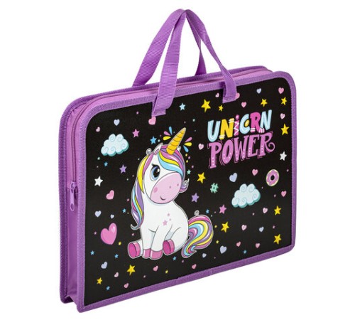 Папка на молнии с ручками ЮНЛАНДИЯ А4, 1 отделение, пластик, ширина 45 мм, 