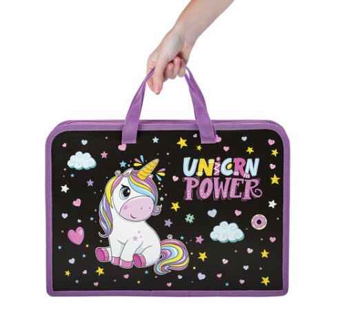 Папка на молнии с ручками ЮНЛАНДИЯ А4, 1 отделение, пластик, ширина 45 мм, 