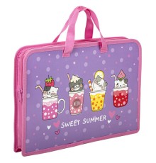 Папка на молнии с ручками ЮНЛАНДИЯ А4, 1 отделение, пластик, ширина 45 мм, 