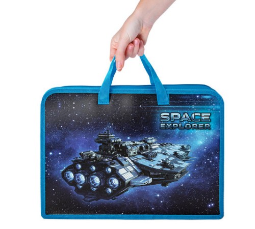 Папка на молнии с ручками ЮНЛАНДИЯ А4, 1 отделение, пластик, ширина 45 мм, 