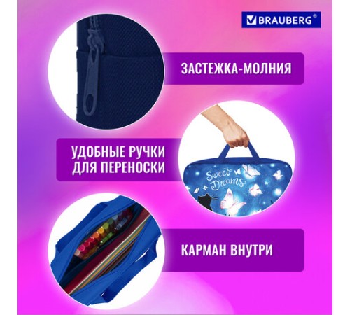 Папка на молнии с ручками BRAUBERG А4, 1 отделение, полиэстер, 80 мм, 