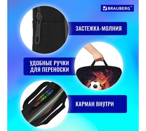 Папка на молнии с ручками BRAUBERG А4, 1 отделение, полиэстер, 80 мм, 