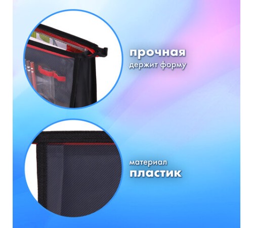 Папка для труда на молнии BRAUBERG А4, 2 отделения, органайзер, 