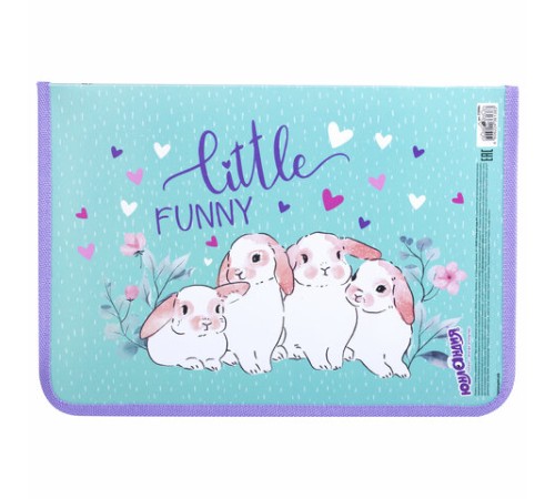 Папка для труда на молнии ЮНЛАНДИЯ А4, 1 отделение, откидная планка, органайзер, 