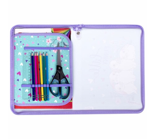 Папка для труда на молнии ЮНЛАНДИЯ А4, 1 отделение, откидная планка, органайзер, 