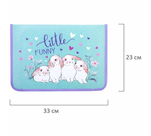 Папка для труда на молнии ЮНЛАНДИЯ А4, 1 отделение, откидная планка, органайзер, 