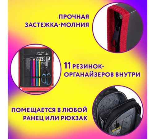 Папка для труда на молнии ЮНЛАНДИЯ А4, 1 отделение, откидная планка, органайзер, 