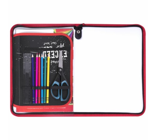 Папка для труда на молнии ЮНЛАНДИЯ А4, 1 отделение, откидная планка, органайзер, 