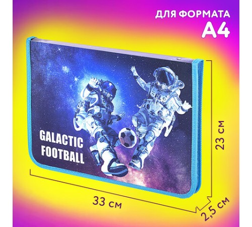 Папка для труда на молнии ЮНЛАНДИЯ А4, 1 отделение, откидная планка, органайзер, 