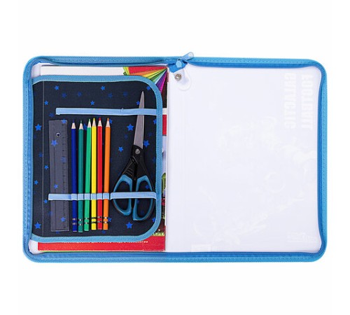 Папка для труда на молнии ЮНЛАНДИЯ А4, 1 отделение, откидная планка, органайзер, 