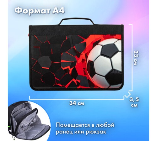 Папка на молнии BRAUBERG А4 с ручкой, с органайзером, 1 отделение, 