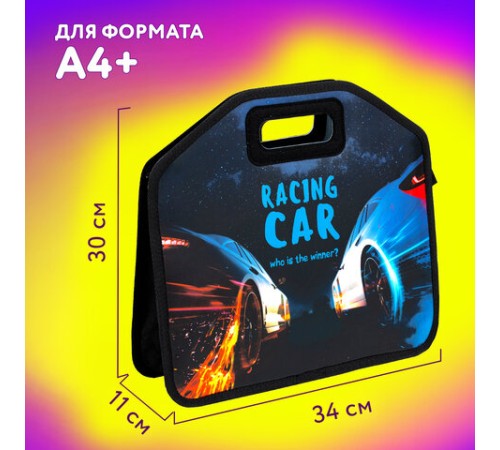 Папка-сумка ЮНЛАНДИЯ, 1 отделение, фетровые ручки, 34х30х11 см, 