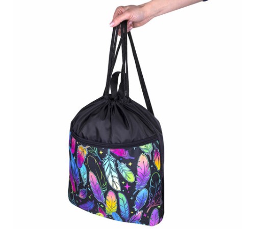 Мешок для обуви BRAUBERG БОЛЬШОЙ, с ручкой, карман на молнии, сетка, 49х41 см, 