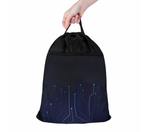 Мешок для обуви BRAUBERG БОЛЬШОЙ, с ручкой, карман на молнии, сетка для вентиляции, 49х41 см, 