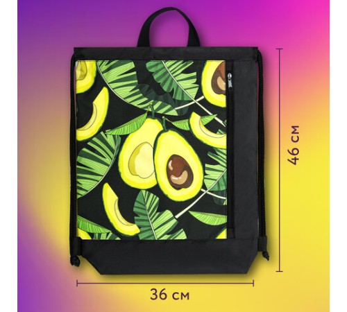 Мешок для обуви ЮНЛАНДИЯ, с ручками, боковой карман на молнии, 46х36 см, 