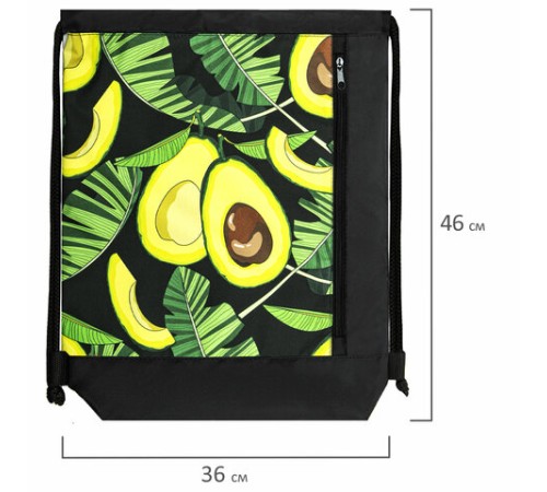 Мешок для обуви ЮНЛАНДИЯ, с ручками, боковой карман на молнии, 46х36 см, 