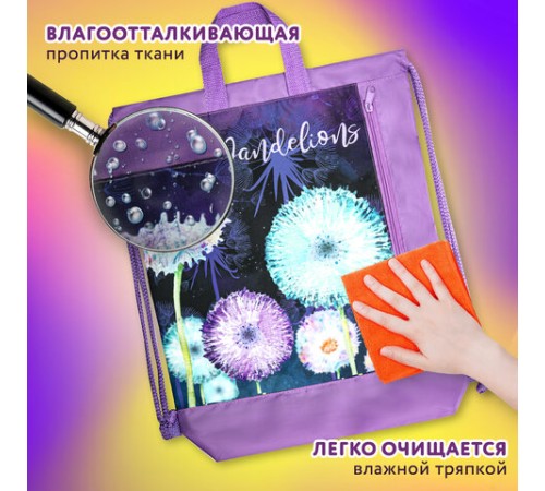 Мешок для обуви ЮНЛАНДИЯ с ручками, боковой карман на молнии, 46х36 см, 