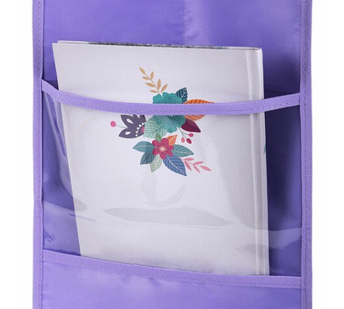 Кармашки-органайзер в шкафчик для детского сада ЮНЛАНДИЯ, с ПРОЗРАЧНЫМ КАРМАНОМ, увеличенный размер, 26х80 см, 